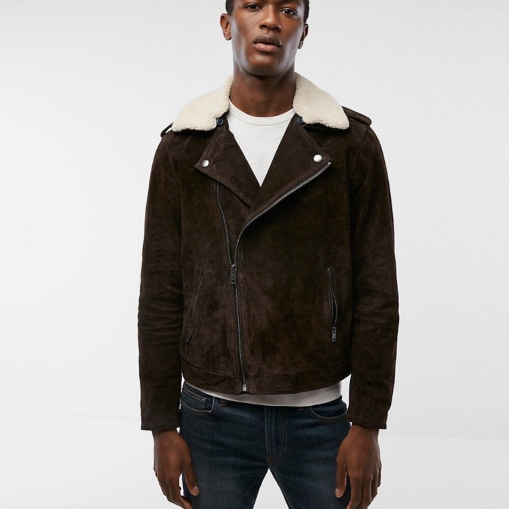 New EXPRESS Men’s Suede Jacket / Brown Leather